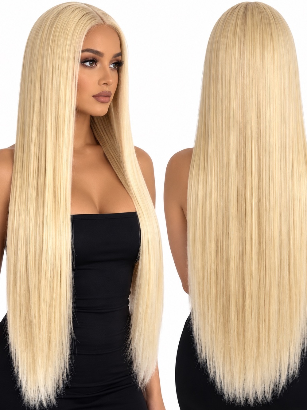 NWT Blonde Synthetic Lace Front Glueless Long Straight 26 Inch Wig
